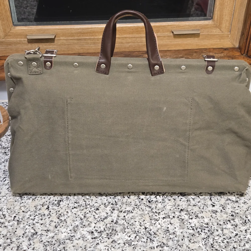 ​Line of Trade Canvas & Leather Mason Dispatch Bag - Olive Green